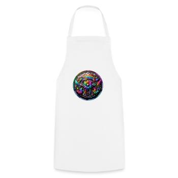 Fleur arc-en-ciel mécanique 3 - Tablier de cuisine - blanc - Devant - AI Model Male 185 dark (185cm)