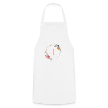 I Monogramm Floral, Blumenkranz, personalisierbar - Kochschürze - Weiß - Vorne - AI Model Male 185 dark (185cm)