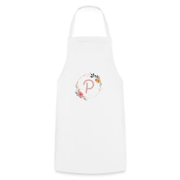 P Monogram Floral, Floral Wreath, Personalizable - Cooking Apron - white - Front - AI Model Male 185 dark (185cm)