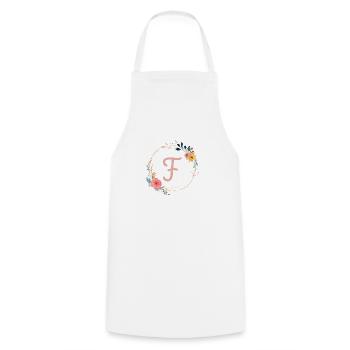 F Monogram Floral, Floral Wreath, Personalizable - Cooking Apron - white - Front - AI Model Male 185 dark (185cm)