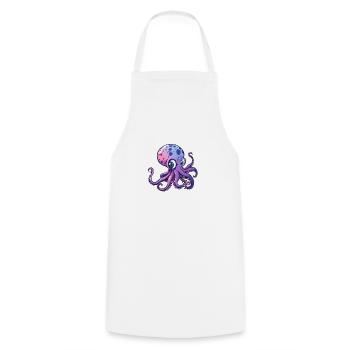 Cute Purple Octopus with Big Eyes - Cooking Apron - white - Front - AI Model Male 185 dark (185cm)
