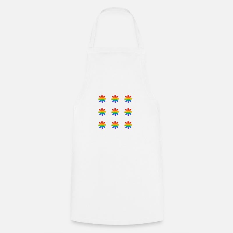 Rainbow Flowers - Cooking Apron - white
