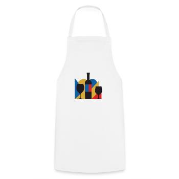 Bouteille de vin Bauhaus - Tablier de cuisine - blanc - Devant - AI Model Male 185 dark (185cm)
