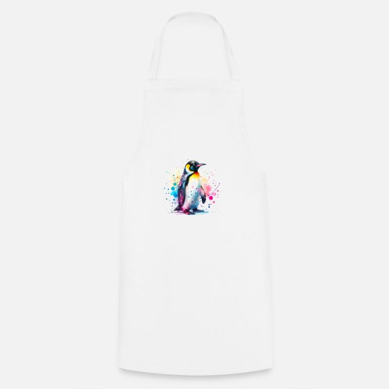 Pingouin à l’aquarelle - Tablier de cuisine - blanc