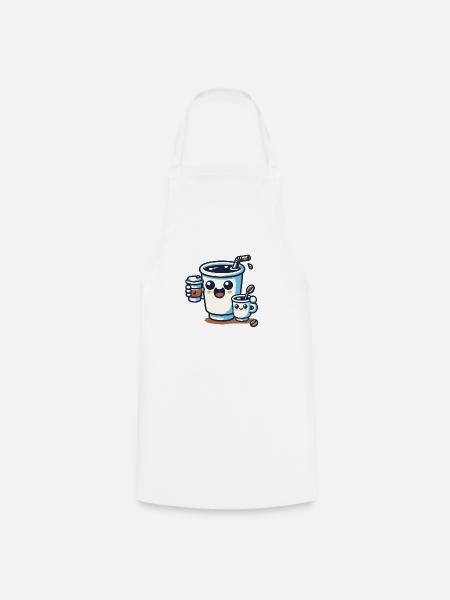 Lustige Kaffeetasse - Kochschürze - Weiß