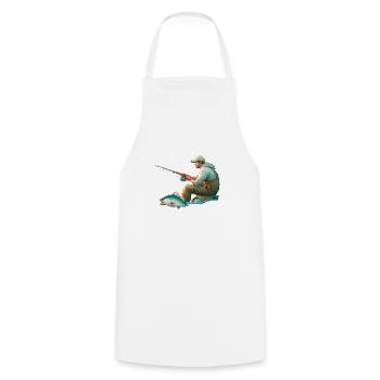 Fisherman - Fish - Fishing - Cooking Apron - white - Front - AI Model Male 185 dark (185cm)