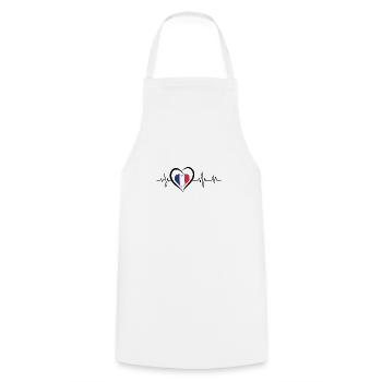 Heartbeat France - Cooking Apron - white - Front - AI Model Male 185 dark (185cm)