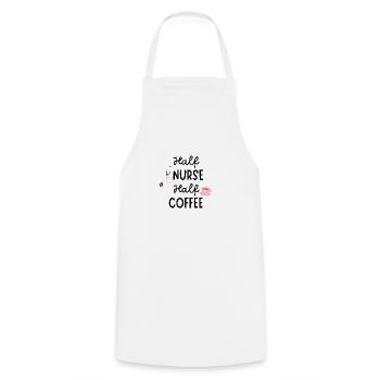 Mi-infirmière, mi-café - Tablier de cuisine - blanc - Devant - AI Model Male 185 dark (185cm)