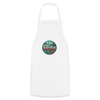 Aruba - Caribbean - Dutch Indies - Karibik - Cooking Apron - white - Front - AI Model Male 185 dark (185cm)