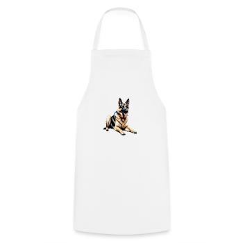 German Shepherd - Cooking Apron - white - Front - AI Model Male 185 dark (185cm)