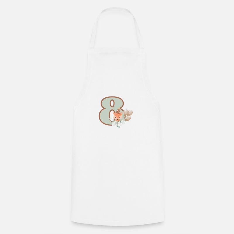8e anniversaire renard fleurs - Tablier de cuisine - blanc