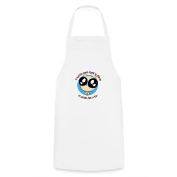 Chaton aux yeux très kawaii - Tablier de cuisine - blanc - Devant - AI Model Male 185 dark (185cm)