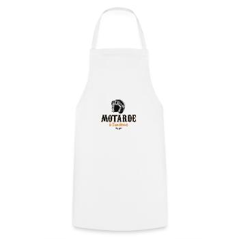 Motarde à l'ancienne - Tablier de cuisine - blanc - Devant - AI Model Male 185 dark (185cm)
