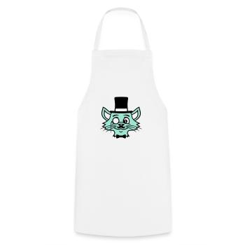 Sir Cat Gentleman Chapeau haut de forme Monocle Rich Gentleman - Tablier de cuisine - blanc - Devant - AI Model Male 185 dark (185cm)