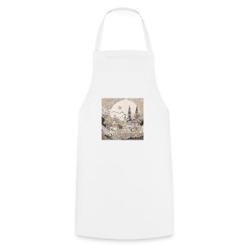 Minimalist Temple Pagodas Art - Cooking Apron - white - Front - AI Model Male 185 dark (185cm)