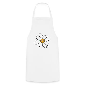 Little Funny Happy Flower Face Cartoon - Cooking Apron - white - Front - AI Model Male 185 dark (185cm)