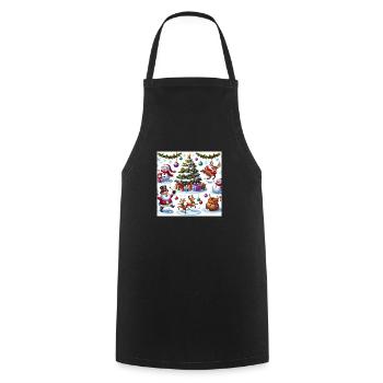 Weihnachtscomic - Kochschürze - Schwarz - Vorne - AI Model Male 185 dark (185cm)