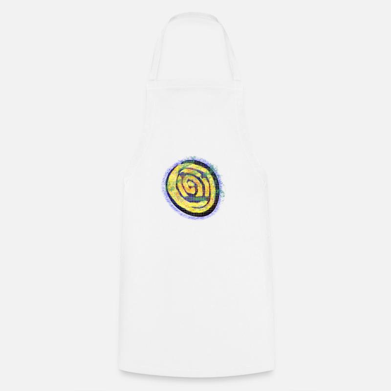 Spirale créative jaune à carreaux - Tablier de cuisine - blanc