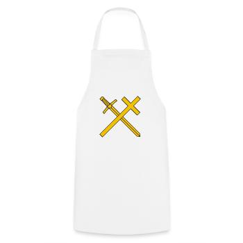 Croix et épée - Tablier de cuisine - blanc - Devant - AI Model Male 185 dark (185cm)