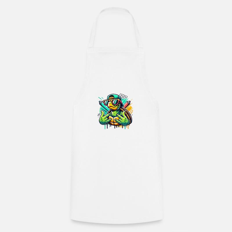 Cool turtle with sunglasses - Cooking Apron - white