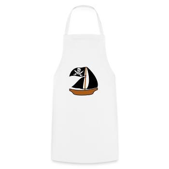 Gemaltes Piratenschiff Kinder Motiv Zeichnung Cool - Kochschürze - Weiß - Vorne - AI Model Male 185 dark (185cm)