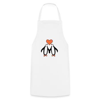 Zwei Pinguine Paar Pärchen Liebe 2 Verliebte Herz - Kochschürze - Weiß - Vorne - AI Model Male 185 dark (185cm)