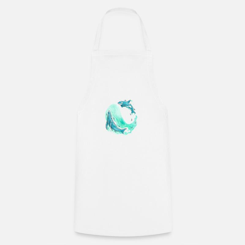 Whale Wave - Cooking Apron - white