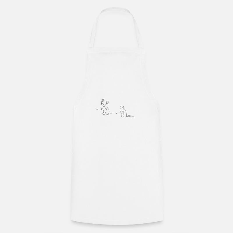 Dog & Cat Oneline - Cooking Apron - white