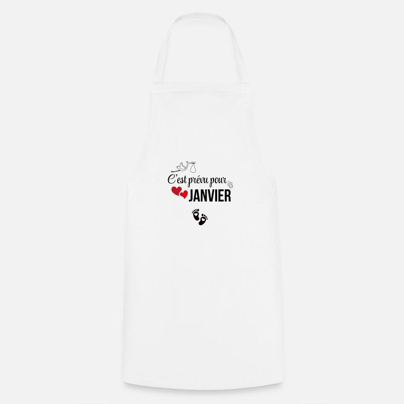 C’est prévu pour janvier - annonce de grossesse - Tablier de cuisine - blanc