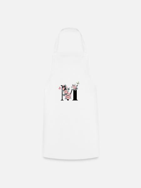 Buchstabe m rosa Blumen - Kochschürze - Weiß