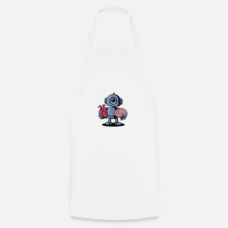 Heart vs. Brain Robot - Cooking Apron - white