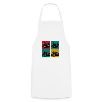 Tracteur vintage rétro - Tablier de cuisine - blanc - Devant - AI Model Male 185 dark (185cm)
