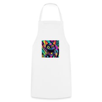 neon colored cartoon style Cat dog art design cool - Cooking Apron - white - Front - AI Model Male 185 dark (185cm)