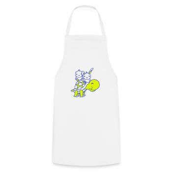 2 Bunny Bird Big Giant Turtle Waving Team - Cooking Apron - white - Front - AI Model Male 185 dark (185cm)