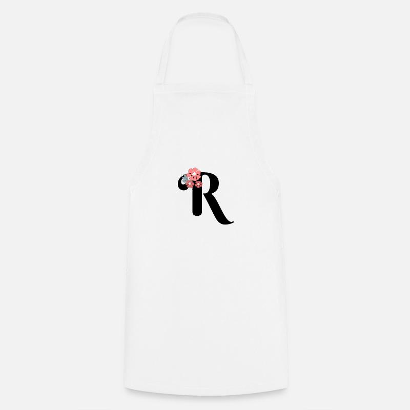 Lettre r fleurs minimalistes - Tablier de cuisine - blanc