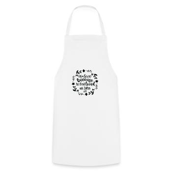We love because He loved us first - Cooking Apron - white - Front - AI Model Male 185 dark (185cm)