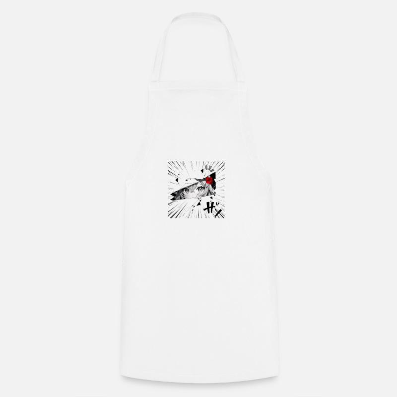 Fille d’anime avec fleur rouge - Tablier de cuisine - blanc