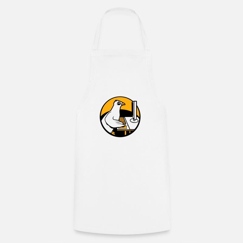 Pigeon Works Office Computer Keyboard Mouse Gamer - Cooking Apron - white