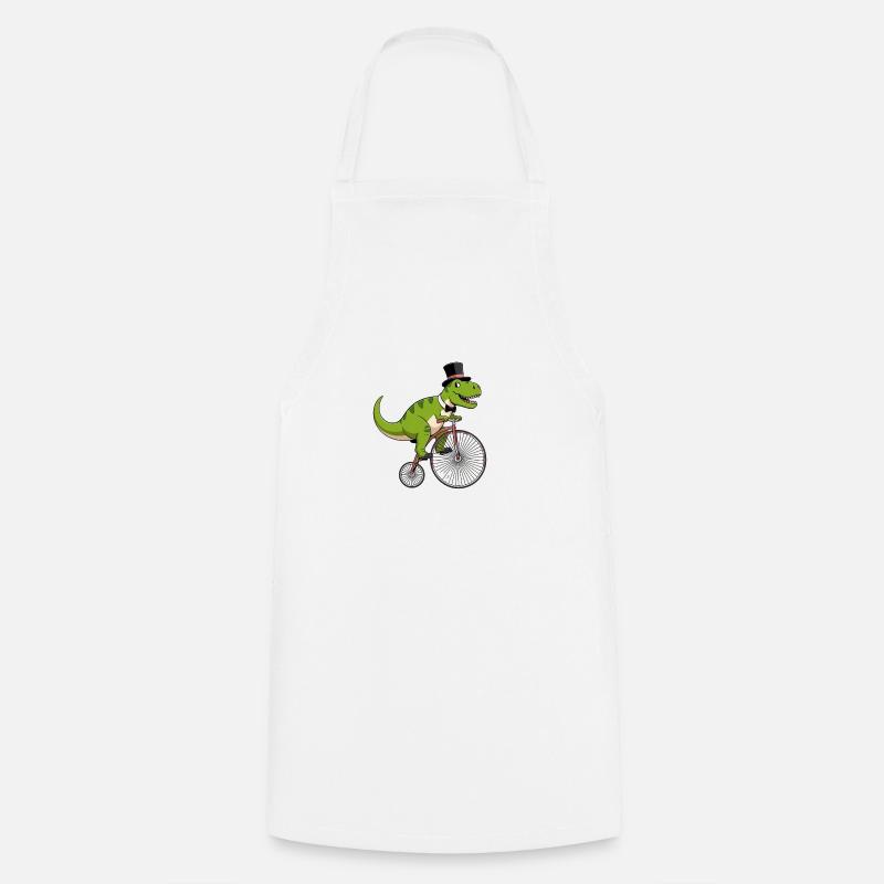 T-Rex à vélo Dino - Tablier de cuisine - blanc