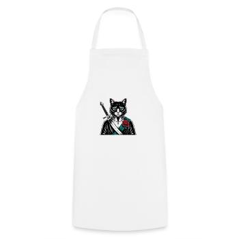 The samurai cat, the bushido cat - Cooking Apron - white - Front - AI Model Male 185 dark (185cm)
