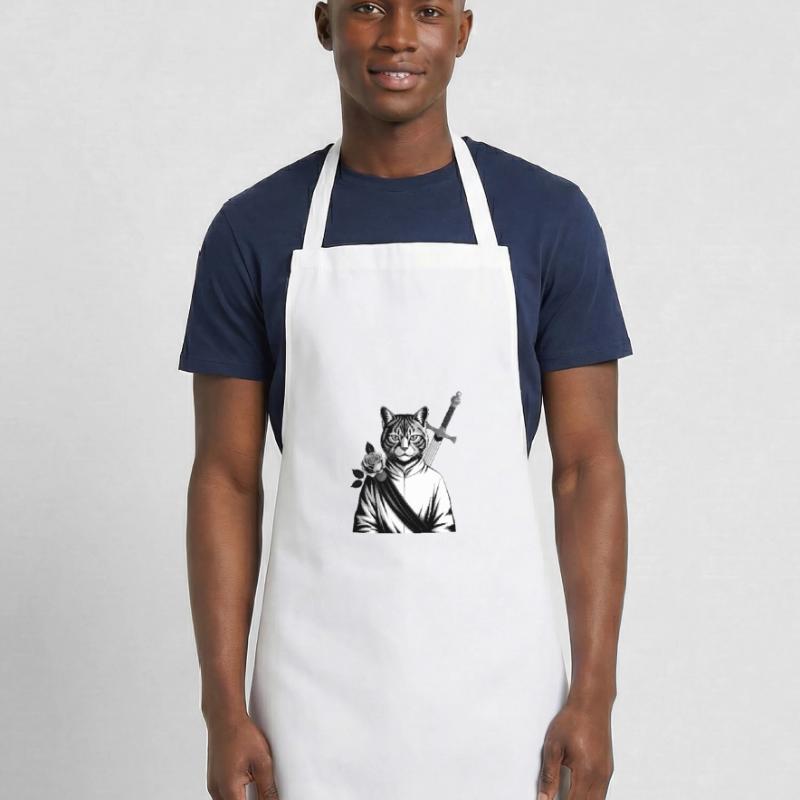 Le chat samourai, le chat Bushido Tablier de cuisine