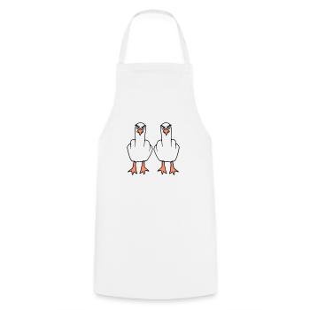 2 Seagulls Doigt d’honneur Insulte Stinkfinger Équipe - Tablier de cuisine - blanc - Devant - AI Model Male 185 dark (185cm)