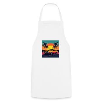 Vintage car - Cooking Apron - white - Front - AI Model Male 185 dark (185cm)