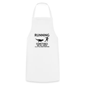RUNNING WITH MOTIVATION - Cooking Apron - white - Front - AI Model Male 185 dark (185cm)