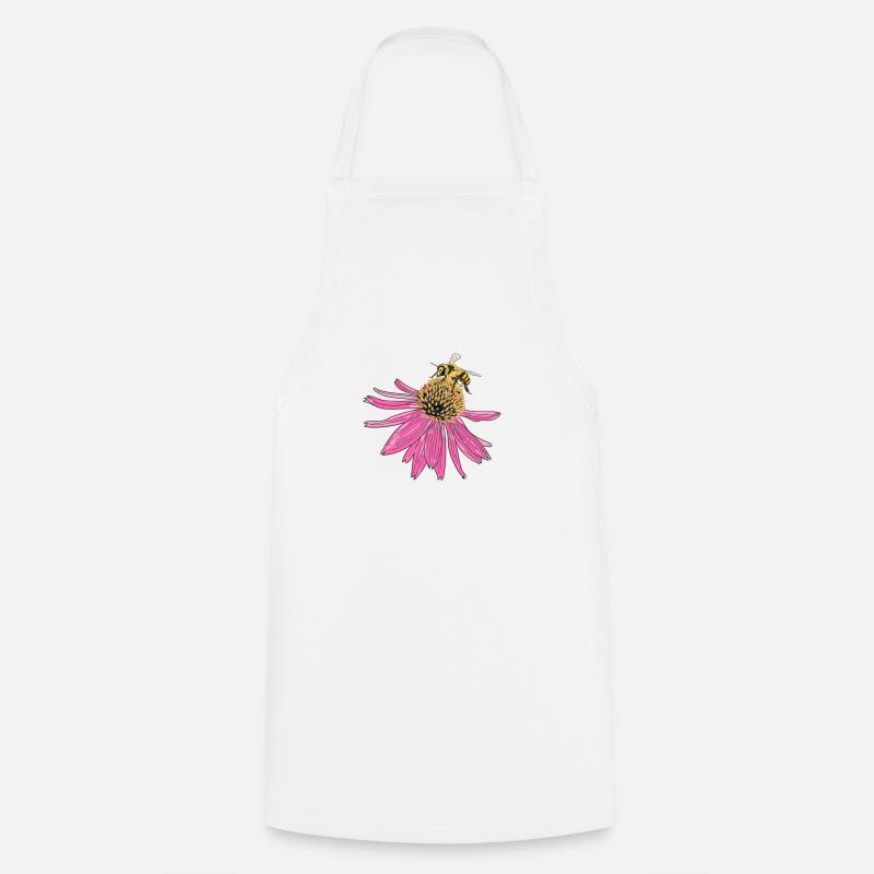 Échinacée, échinacée, abeille - Tablier de cuisine - blanc
