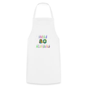 Idée cadeau 80e anniversaire, cadeau d'anniversaire - Tablier de cuisine - blanc - Devant - AI Model Male 185 dark (185cm)
