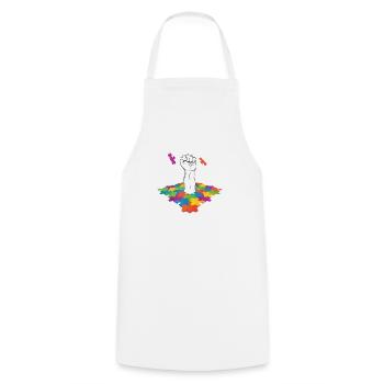 Autism Fight Is My Fight Puzzle Fist - Cooking Apron - white - Front - AI Model Male 185 dark (185cm)