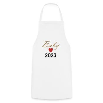 Schwangerschaft und Baby 2023 - Kochschürze - Weiß - Vorne - AI Model Male 185 dark (185cm)