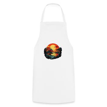 Sunset on Lake No. 2 - Cooking Apron - white - Front - AI Model Male 185 dark (185cm)