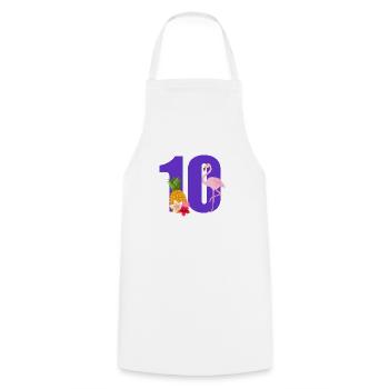10th Anniversary Flamingo - Cooking Apron - white - Front - AI Model Male 185 dark (185cm)